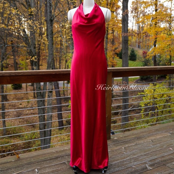 Elegant Vintage 90s Ralph Lauren Red Halter Evening Gown Prom Dress -  www.rajagirimanappuram.com